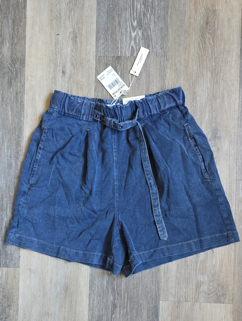 Max Studio Paperbag Waist Shorts with Self-Tie Belt